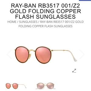 Rayban round copper tinted folding sunglasses